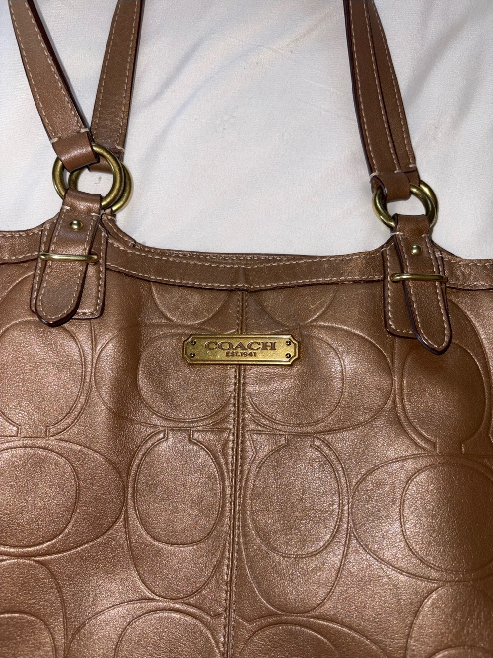 Coach Metallic Bronze Signature Shoulder Bag
